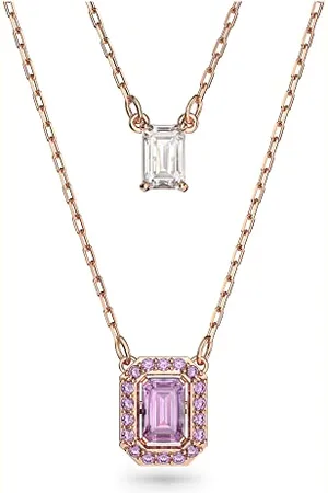 Swarovski Millenia layered necklace, Octagon cut, Rose gold-tone plated