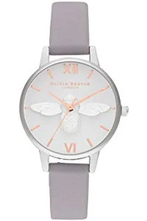 Olivia Burton Analogue Quartz Watch for Women with Grey Leather Strap - OB16AM163