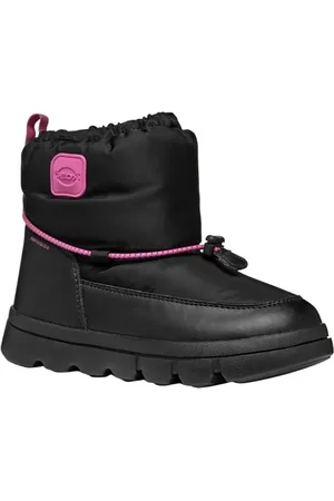 Geox J WILLABOOM Girl B A Snow Boot, Black/Fuchsia, 0 UK