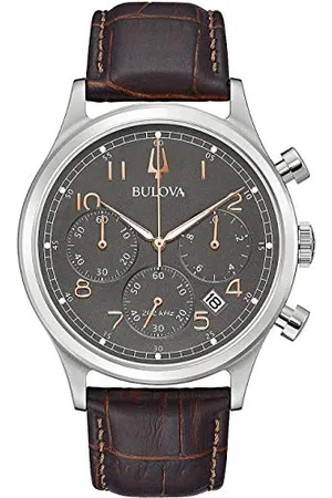 BULOVA Men Analog Quartz Watch with Leather Strap 96B356