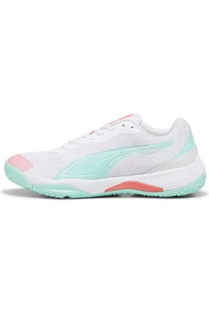 PUMA Unisex SOLARSTRIKE III W+ Indoor Court Shoe, White-Electric Peppermint, 5.5 UK