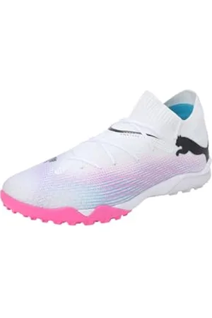 PUMA Men Future 7 Pro Cage Soccer Shoes, White- Black-Poison Pink, 11.5 UK