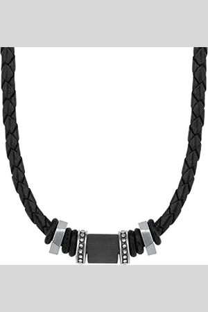 QS by s.Oliver Necklace Men Sets, 47+3 cm, Black, Comes in jewelry gift box, 2026003
