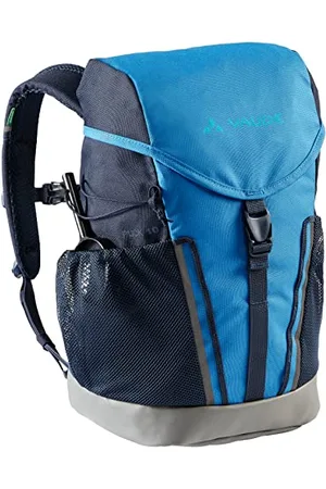 Vaude Puck kids backpack for Boys & Girls in blue, Comfortable Kids Hiking Backpack 14L, Backpack for School with Rain Cover & Magnifying Glass, Ample Storage Space