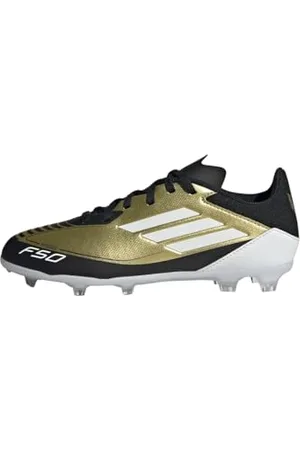 adidas F50 League Messi Football Boots Firm Ground, Gold Metallic/Cloud White/Core Black, 5.5 UK