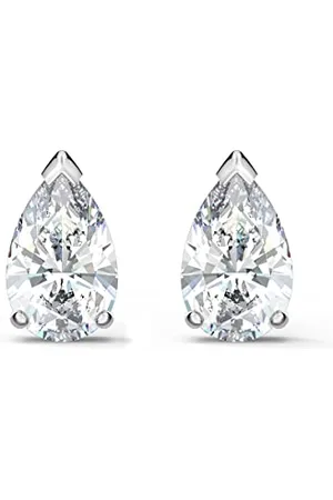 Swarovski Attract Pear Shaped Pierced Stud Earrings with Clear Crystals on a Rhodium Plated Setting, a Part of the Attract Collection