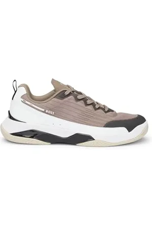 HUGO BOSS Mens Courtstride Tenn Mixed-Material Trainers with Anti-Slip Sole Size 8