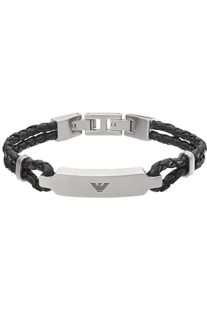 Emporio Armani Bracelet for Men , Inner Lenght: 185mm, Size ID: 40x5mm Silver Stainless Steel Bracelet, EGS2719040