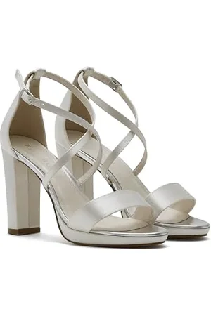 Rainbow Club Nivana Ivory Satin Block Heel Wedding Sandals, 5.5