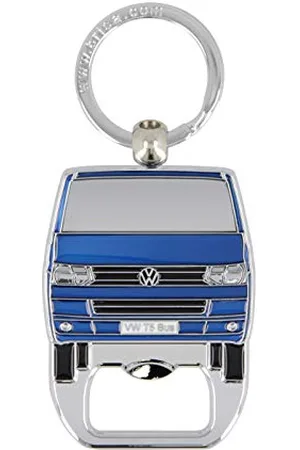Brisa VW Collection - Volkswagen Keychain Ring Keychain Accessory Keyholder with Bottle Opener in T5 Bus Campervan Design (Blue)