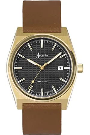 Accurist Mens Origin 41mm Quartz Watch in Black with Analogue Display, and Brown Leather Strap 70010