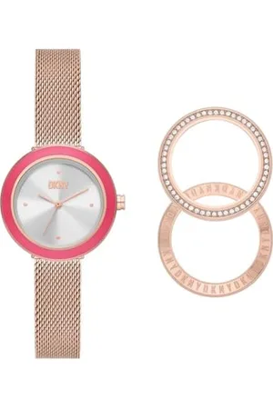 DKNY Watch for Women, Quartz Three Hand movement, 29MM Stainless Steel case with a Stainless Steel strap, NY6654SET