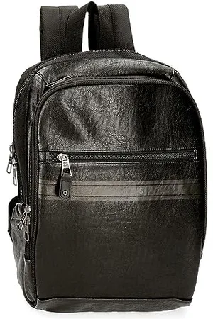 Pepe Jeans Horley Backpacks Polyester and Faux Leather Details, Black, Brown, Laptop, , One Size, PC Backpack