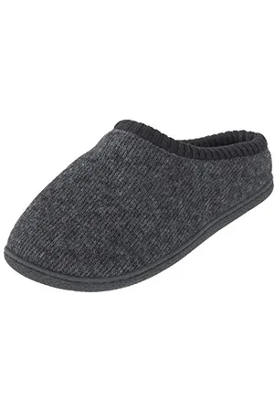 Ego Mens Slippers Kniited Upper Fleece Lining Deep Cushioned Insole Tough Hard Non-Slip Sole 7 UK