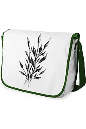 Bonamaison Digitally Printed Messenger School Bag with Khaki Strap for Students, Cross Body Bag, Courier Bag, Shoulder Bag for School, Back to School, Size: 29x36 cm