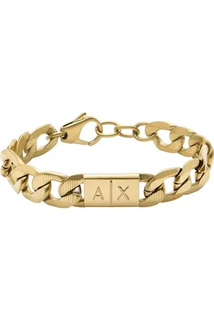 Armani Exchange Bracelet for Men , Length: 190MM+35MM, Width: 18MM, Height: 11.5MM Gold Stainless Steel Bracelet, AXG0078710