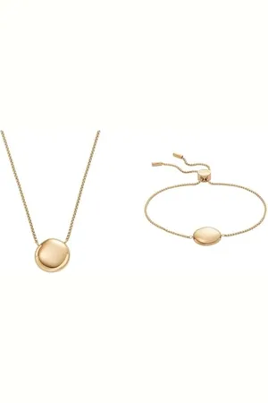 Skagen Damen Halskette und Armband Kariana, goldfarbener Edelstahl, Set