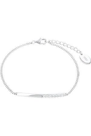 QS by s.Oliver Bracelet 925 sterling silver ladies arm jewelry, with cubic zirconia synth, 17+3 cm, silver, Comes in jewelry gift box, 2031440