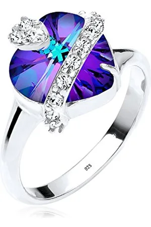 Elli Ring Heart Purple Crystals 925 Sterling Silver