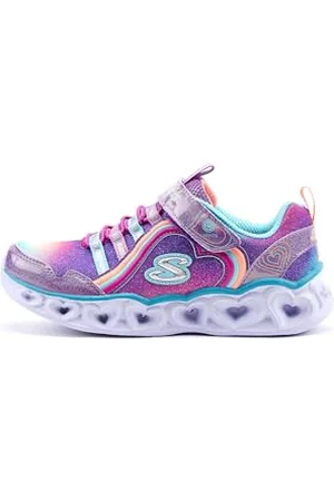 Skechers 302308L PRMT Sneaker, Purple & Multi Sparkle Mesh/Multi Trim, 1.5 UK