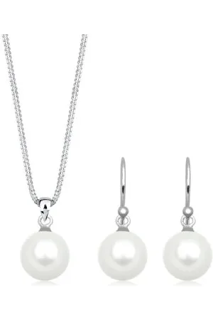 Elli Jewelry Set Ladies Elegant Set Ear Hanger Basic with Shell Core Pearls in 925 Sterling Silver