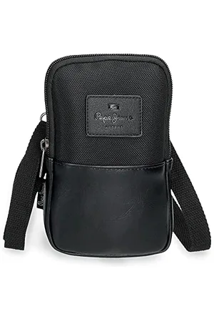 Pepe Jeans Sander Shoulder Bag Mobile Holder Black 10,5x18x2 cm Polyester with Synthetic Leather details