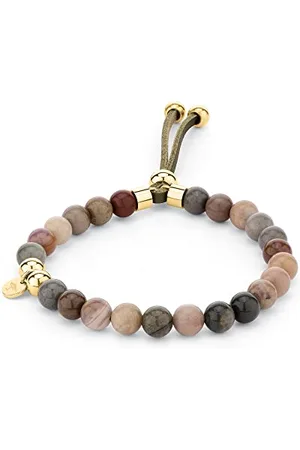 Fynch-Hatton Stone Beads Bracelet Stainless Steel, 16 cm, Stainless Steel, Picture Jasper