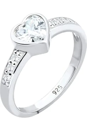 Elli Ring Ladies Heart Symbol Engagement with Zirconia Crystals in 925 Sterling Silver