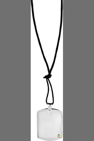Generic Stainless Steel Dogtag Pendant on Black Cord of 66cm