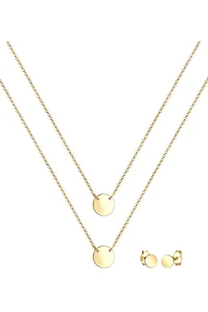 Elli Jewelry Set Layer Kette Kreis Stecker Geo 925 Sterling Silber