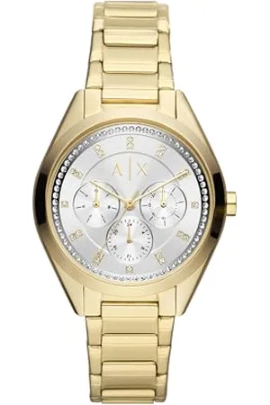 Armani Exchange Watch for Women, Quartz Movement, 38 mm Gold Stainless Steel Case with a Stainless Steel Strap, AX5657