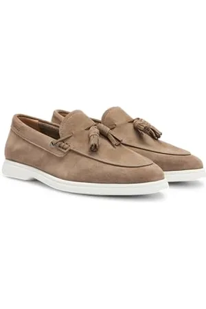 HUGO BOSS Mens Sienne Mocc Suede Loafers with Tassel Trim Size 7