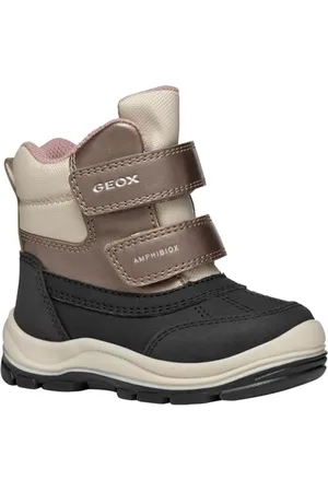 Geox Baby FLANFIL Girl B ABX Snow Boot, Black/DK Beige, 2 UK Child