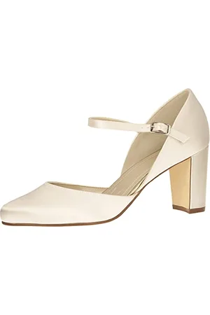 Rainbow Club Bridal Shoes Yasmin - Pumps, Ivory Satin - Strap, Block Heel - Size 39 EU (6 UK)