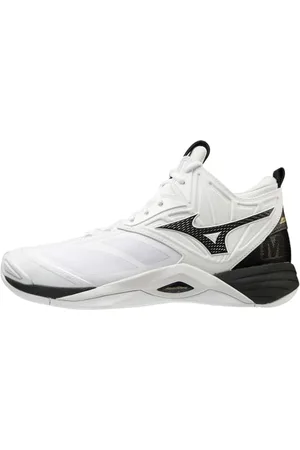 Mizuno Unisex-Adult 2 Wave Momentum Mid Volleyball Shoe 8 (0800), White/Black, 9.5 Women/8 Men