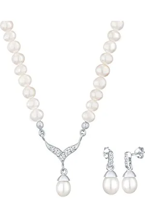 Elli Jewelry Set Pearl Crystal 925 Sterling Silver
