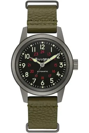 BULOVA Unisex Analog Automatic Watch with Leather Strap 98A255