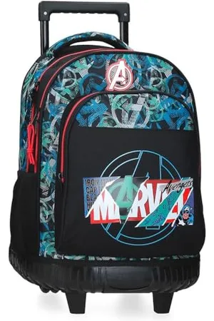 Marvel Joumma Shield Backpack Compact 2-Wheels Black 33x45x21cm Polyester 30.24L, , Compact Backpack 2 Wheels