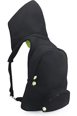 Morikukko Unisex-Adult Hooded Backpack Black Neon Yellow Backpack