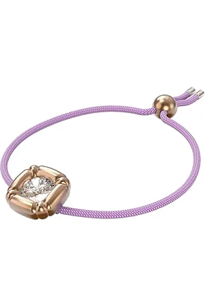 Swarovski Adjustable Bracelet,Cushion Cut Crystal, Rose Gold Tone Setting with Pink Cord from the Dulcis Collection