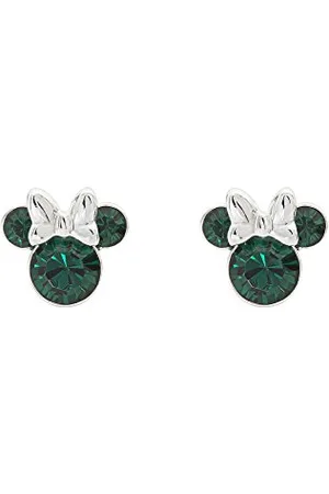 Disney Minnie Mouse Green May Birthstone sterling silver Crystal Earrings E905162RMAYL