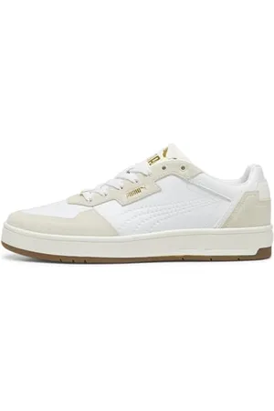 PUMA Unisex Court Classic LUX SD Sneaker, White-Alpine Snow Gold, 6.5 UK