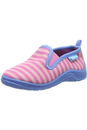 Playshoes Anti-Slip Shoes Stripe Design Slippers, Pink (Pink/türkis 792), 7.5 UK Child