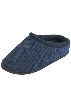 Ego Mens Slippers Kniited Upper Grey Fleece Lining Deep Cushioned Insole Tough Hard Non-Slip Sole 12 UK