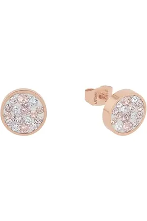 QS by s.Oliver Ear stud stainless steel woman earrings, with crystal, 1 cm, rose-colored, comes in jewelry gift box