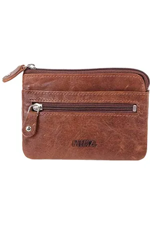 Mika 42227 Key Case Made of Real Leather, Key Case with RFID Protection, 2 Key Rings, Zipped Main Compartment and Additional Compartments, Key Organiser in , Key Case Approx. 11 x 8 cm