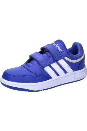 adidas Hoops Lifestyle Basketball Hook-and-Loop Shoes, Team Royal Blue/Cloud White/Orbit Grey, 2 UK