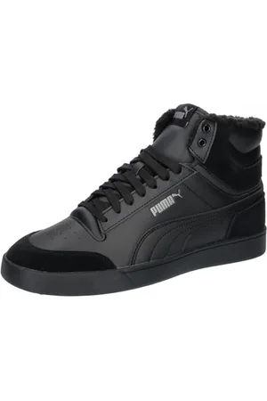 PUMA Unisex Shuffle MID Fur Sneaker, Black Black-Steel Gray, 4.5 UK