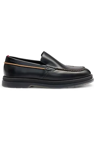 HUGO BOSS Mens Chaol loaf Embossed-Logo Loafers in Leather Size 11