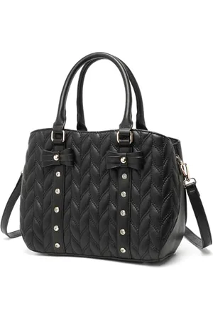 MISS LULÙ Handbags for Women, Designer Quilted Ladies Top Handle Bags with Bow, Large PU Leather Soulder Bag for Work School Travel